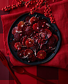 Beet salad with blood oranges and pomegranate seeds