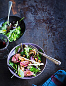Mixed leaf salad with duck breast
