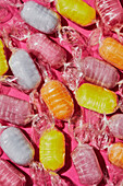 Colourful sweets, individually wrapped (full image)