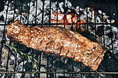 Beef on a charcoal grill