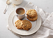 Oatmeal cookies with coffee