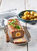Meatloaf with hard-boiled scotch eggs