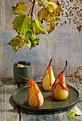 Poached pears with salted caramel
