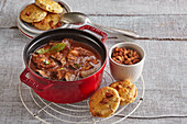 Pork goulash with savoury crackling pancakes