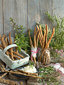 Herb breadsticks with mint, oregano, rosemary, thyme, and parmesan cheese