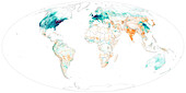 Map showing changes in global nitrogen dioxide concentration
