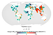 Global map showing particulate-related mortality