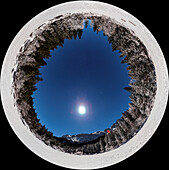 Night sky over Lake Frillensee, Bavaria, 360-degree view