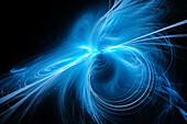 Blue glowing plasma loop in space, illustration