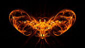 Fiery queen bee fractal, abstract illustration