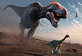 T Rex Hunting Ornithomimus