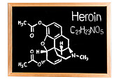 Chemical composition of heroin, conceptual image