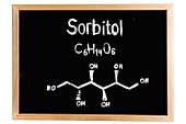 Chemical composition of sorbitol, conceptual image