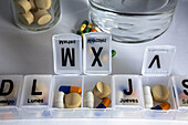 Pills in a pill organizer