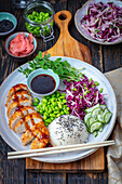 Chicken Katsu with rice and vegetables (Japan)
