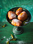 Donuts with mango filling with kaffir lime sherbet