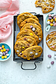 Cookies with mini sugar eggs for Easter
