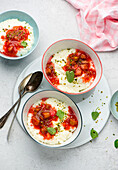 Rice pudding with rhubarb compote