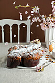 Colomba di pasqua (Traditional Italian Easter dove cake with almonds in the shape of a dove)