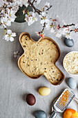 Colomba - Italian Easter cake with almonds in the shape of a dove, unbaked