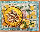 Couscous alla trapanese (Couscous with fish and seafood, Italy)