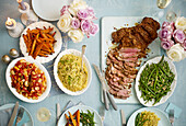 Spiced butterflied lamb with sides
