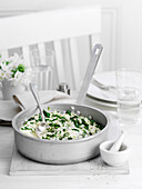 Spring greens and goat's cheese risotto