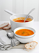 Tomato, lentil and lime soup