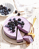 No Bake Blueberry Cake with Blackberries