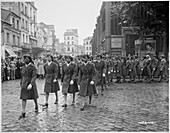 US 6888th battalion marching during a parade in France