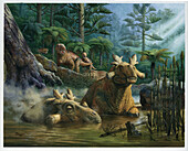 Estemmenosuchus, Permian, illustration