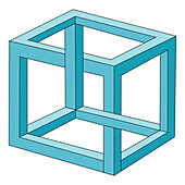 Necker cube optical illusion, illustration