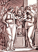 Child being sacrificed to Priapus, illustration
