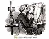 Examination using a vaginal speculum, illustration
