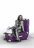 Astronaut waiting for departure to space, illustration