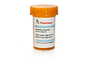 Ciprofloxacin bottle isolated