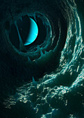 Uranus seen from Ice Cave on Ariel