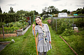 Happy woman on allotment