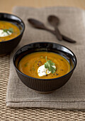Carrot and cumin soup with fresh coriander