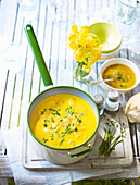 Creamy curried carrot and butter bean soup