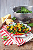 Sag aloo (Potatoes with spinach, India)