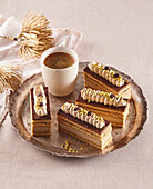 Coffee and chocolate slices