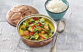 Vegetable curry with rice - step by step