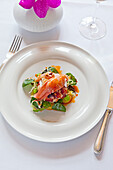 Warm salad of lobster with spring vegetables