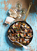 Clams with sherry and chorizo