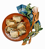 Valdostane mit Mocetta und Käse (Italienisches Schnitzel)