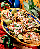 Mexican tostadas with ceviche