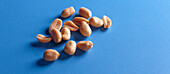 Peanuts on a blue background