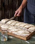 Making sourdough loaves