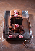 Chocolate cake with chocolate sauce